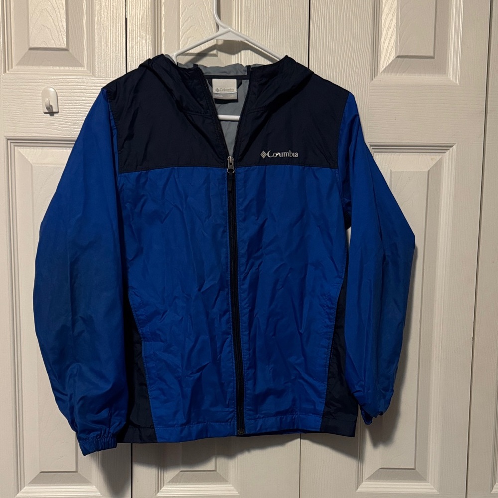 Columbia Blue and Black Windbreaker/Rain Jacket